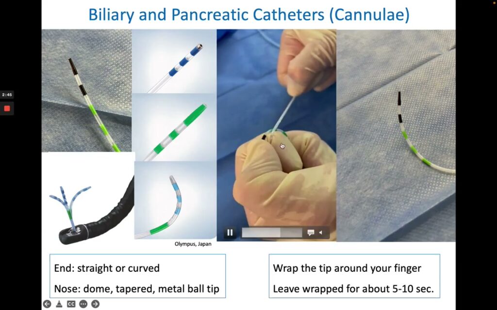 Biliary catheter types and the finger-wrap curving technique for ERCP cannulation